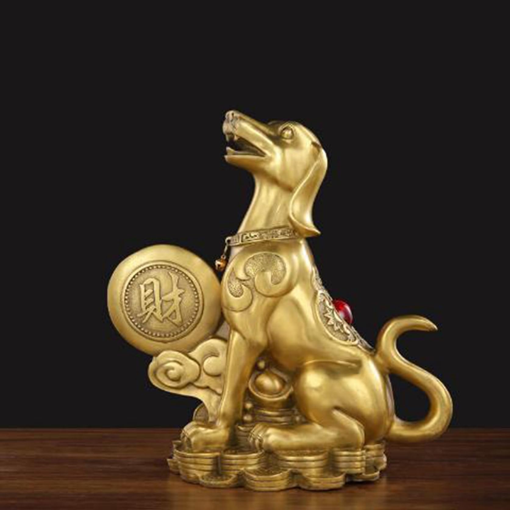 Amazon.co.jp: 戌 犬 干支 元寶 23cm 12cm 銅製 玄関置物 いぬ